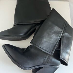 Steve Madden Black Foldover Heeled Boots
